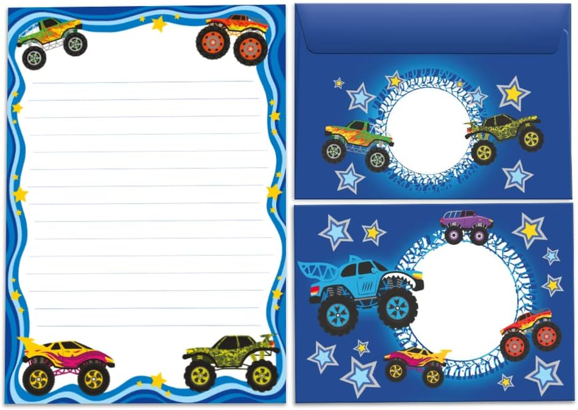 Letter Paper Set Letter Pad with Envelope for Kids Monster Truck Car for Boys (Pad A5 with 25 Sheets + 15 Envelopes) image number 5