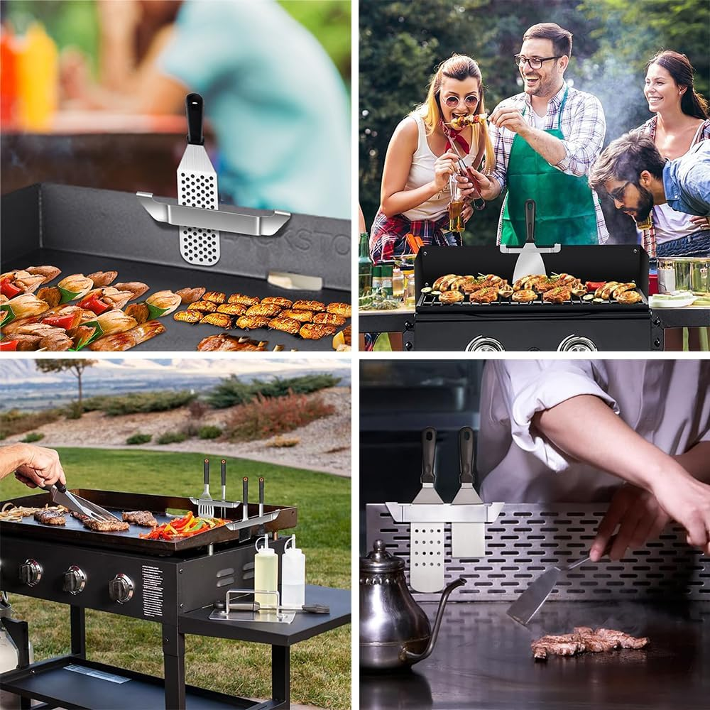 3 Pcs Stainless Steel Baking Pan Spatula Hanging Racks, Grill Barbecue Tool Rack, Spatula Holders, Outdoor Camping Picnic BBQ Grill Essentials, Suitable for Camp Chef, Blackstone, Royal Gourmet image number 2