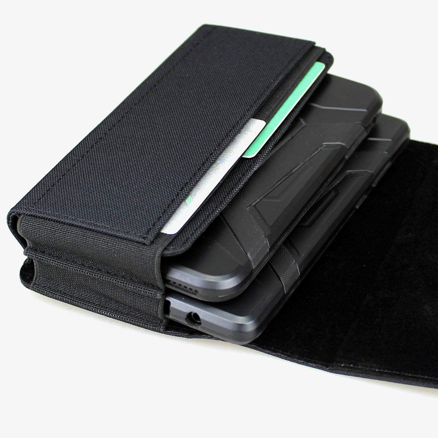 Horizontal Dual Phone Holster Pouch Case for 2 Phones, Nylon Double Decker Belt Clip Case for Iphone 11 Pro Max/Xs Max/8 Plus, Samusng Note 8/9/10 Plus, Galaxy S9 Plus/S10 plus with Thin Case image number 1