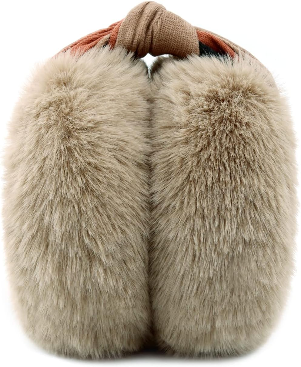 FSTEOE Women Winter Ear Muffs Foldable Girl Ear Warmer Fashion Furry Earmuff Soft Ear Cover Cold Weather