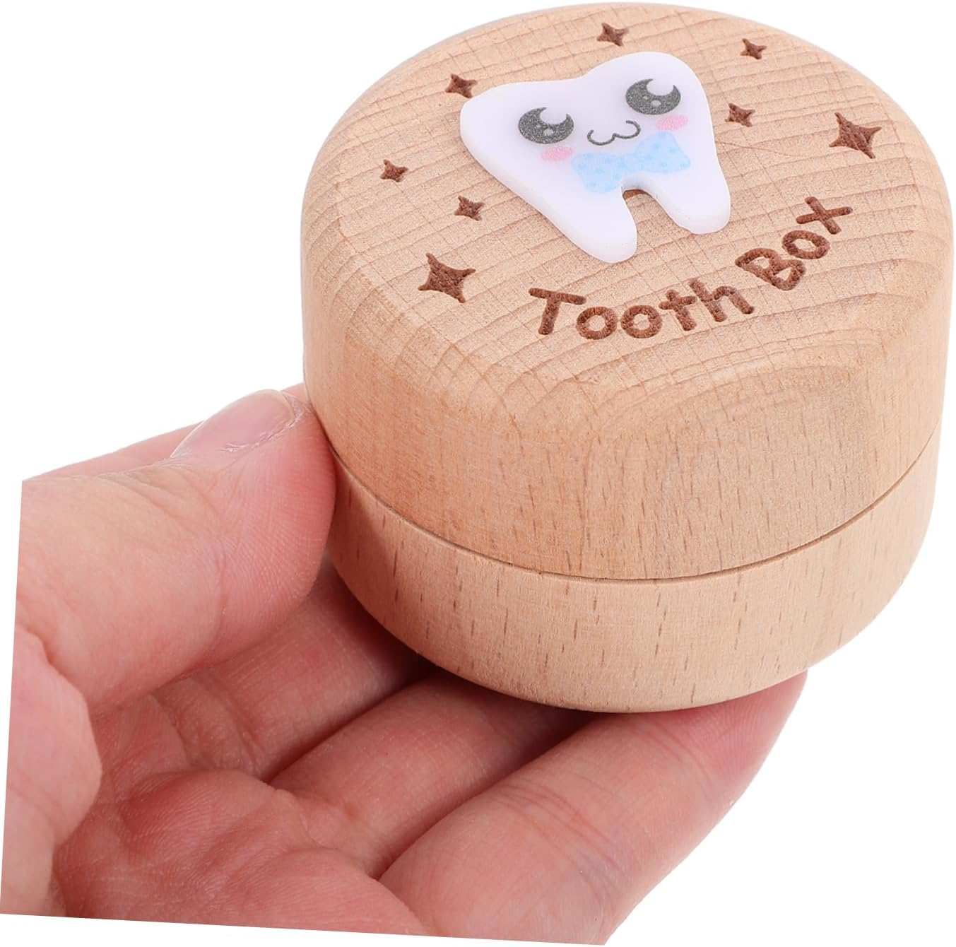 Abaodam Wooden Baby Tooth Box for Boys and Girls Fetal Hair Storage Keepsake Organizer Modern Simple Design First Tooth Collection for Newborns 3 Color Options image number 5
