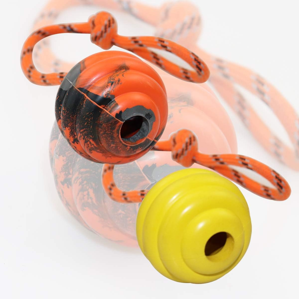 Nevperish K9 Training Ball with Rope, Exercise and Reward Toy for Dogs - Indestructible Dog Toy Ball with Handle for Training Pull, Throw, Tug - Belgian Malinois Gifts - Orange And Yellow image number 6