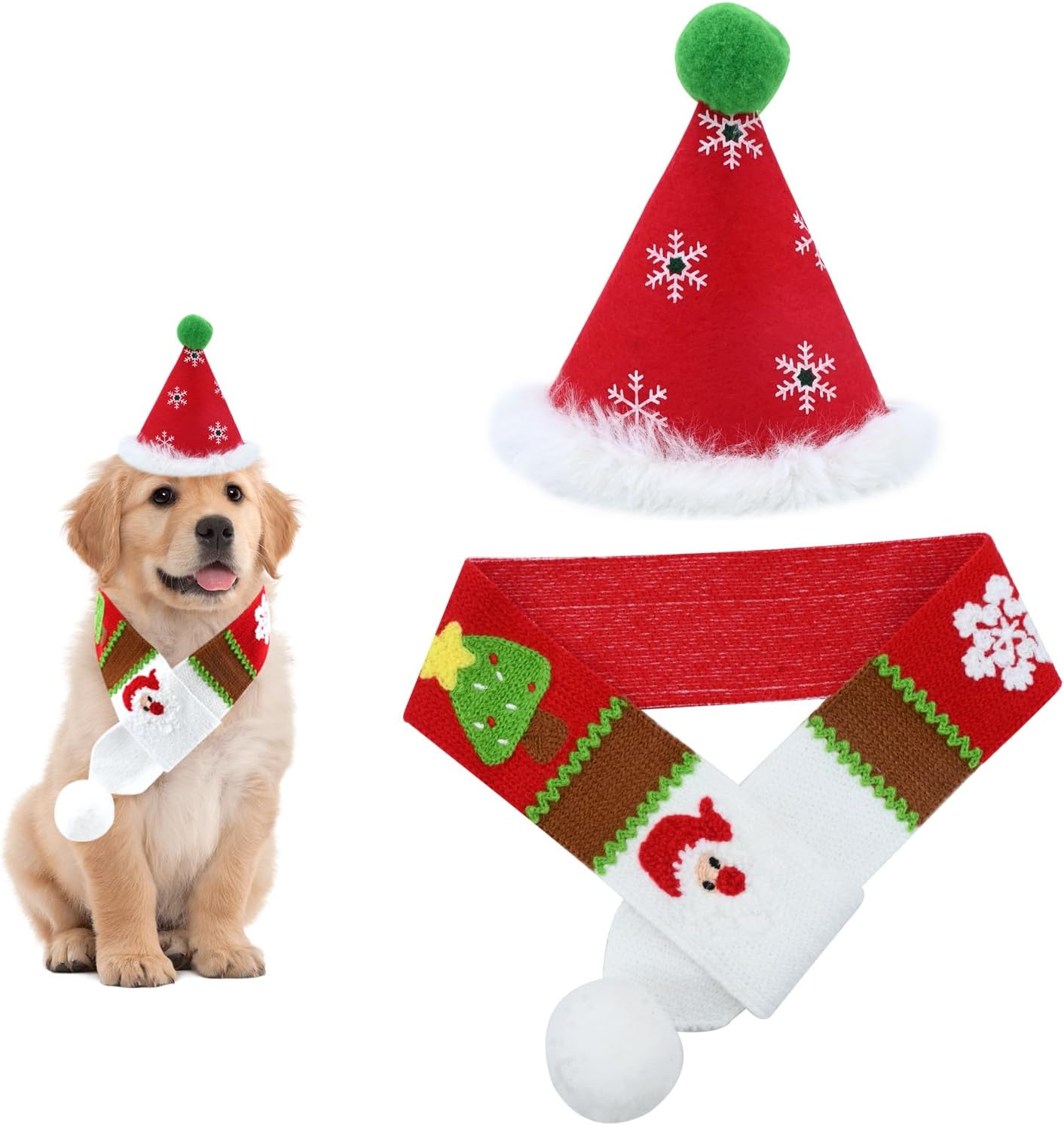 Pet Costume Christmas Clothing, Dog Costume with Christmas Hat Scarf, Santa Hat Scarf Suit for Cats, Puppies, Dogs, Christmas Dog Costume, Cat Costume image number 1