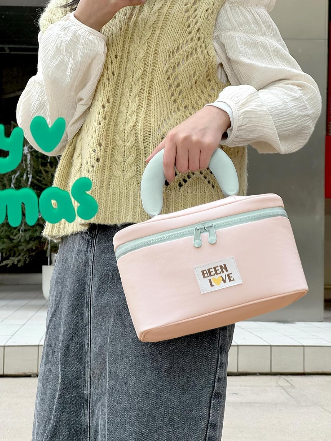 Travel Makeup Bag Cute Cosmetic Bag for Women Large Capacity Makeup Case Organizer Bag Toiletry Bag Portable Waterproof Make up Bags with Handle and Divider, Pink (Pink) - Purple image number 6