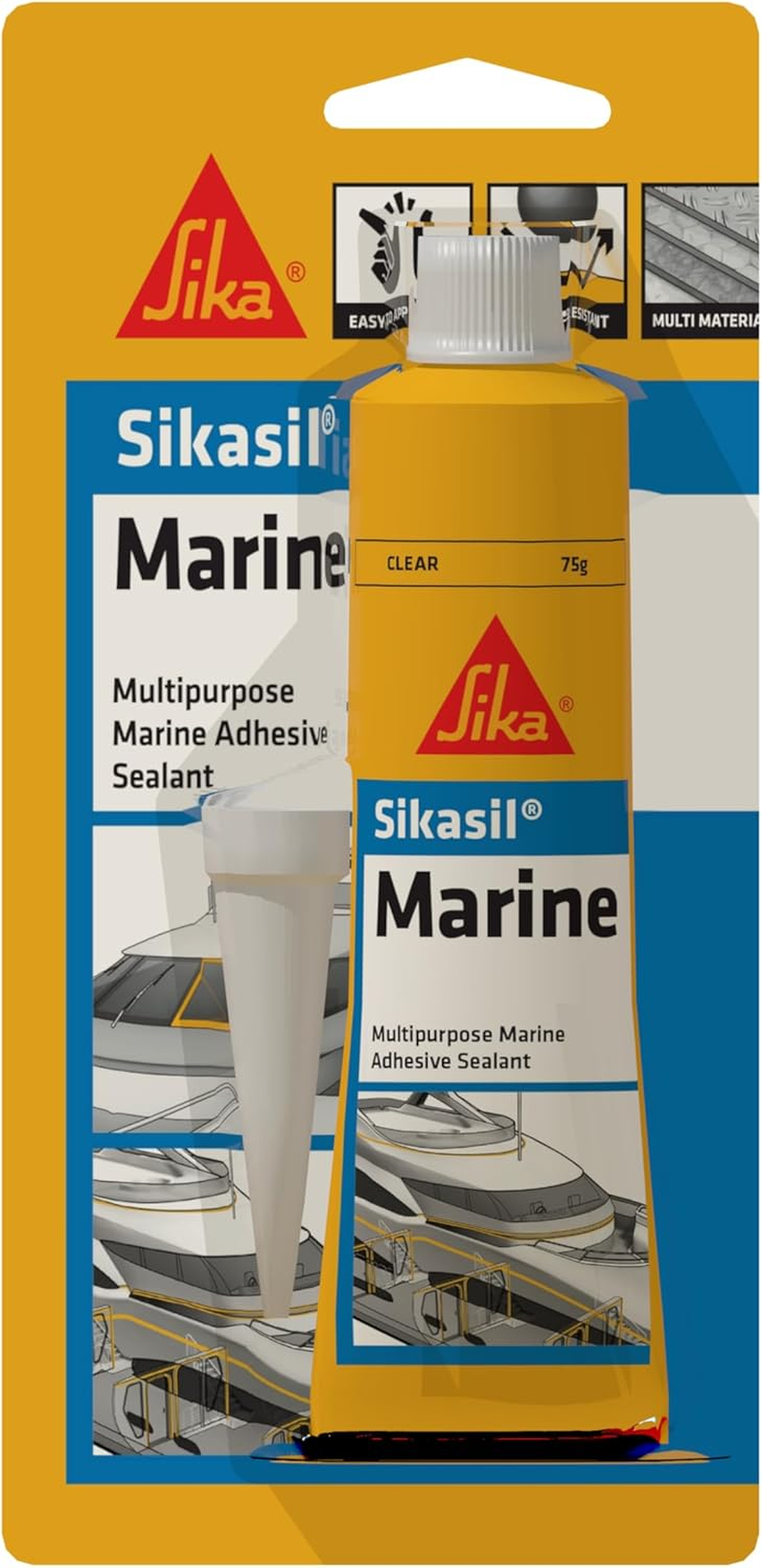 Sika Sikasil Silicone Multipurpose Marine Adhesive Sealant Tube 75 G, Clear