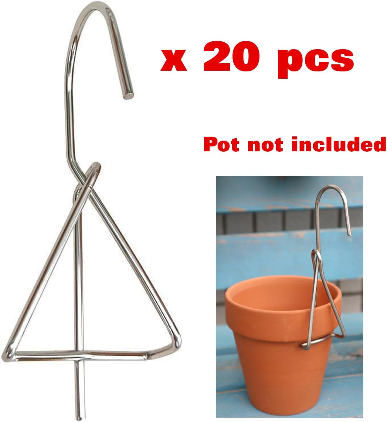 YISSEN RISEON 20 Pack Terracotta Pots Hangers, Clay Pot Hanger Hook,Iron Plant Hangers,Metal Plant Wall Hanger for Indoor and Outdoor Orchids Vertical Garden Plants image number 5