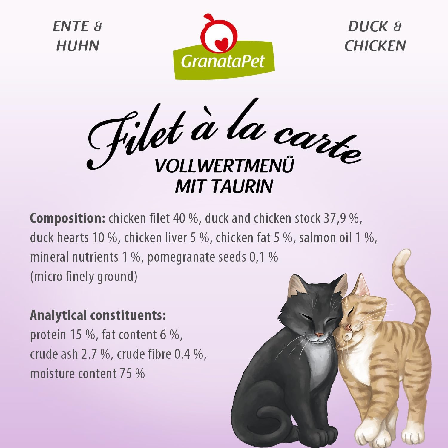 Granatapet Filet &Agrave; La Carte Duck & Chicken, Wet Food for Cats, Fillet Pieces without Grain, Cat Food without Added Sugar, High Meat Content, 6 X 85 G image number 3