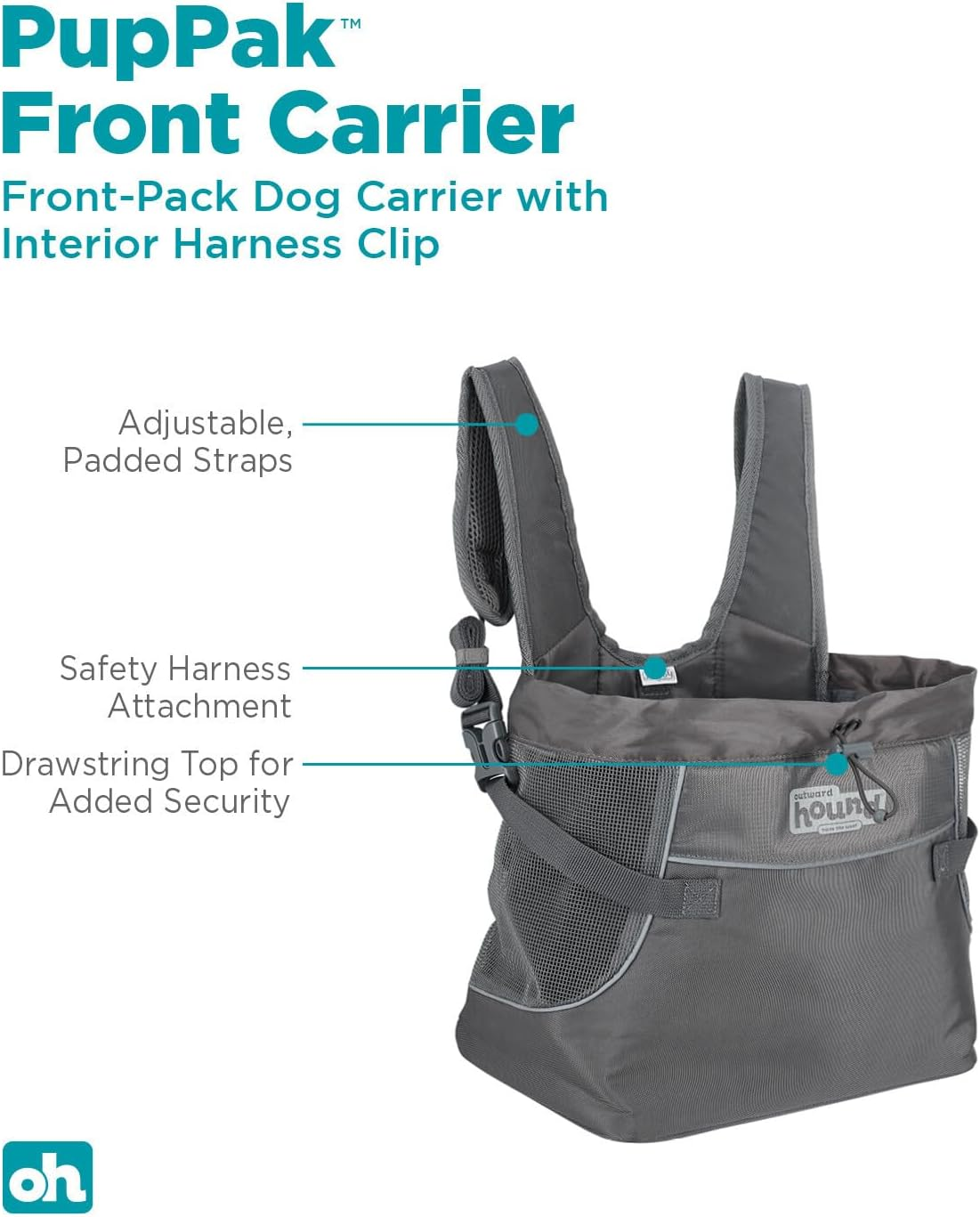 Outward Hound Puppak Dog Front Carrier, Small, Grey image number 1