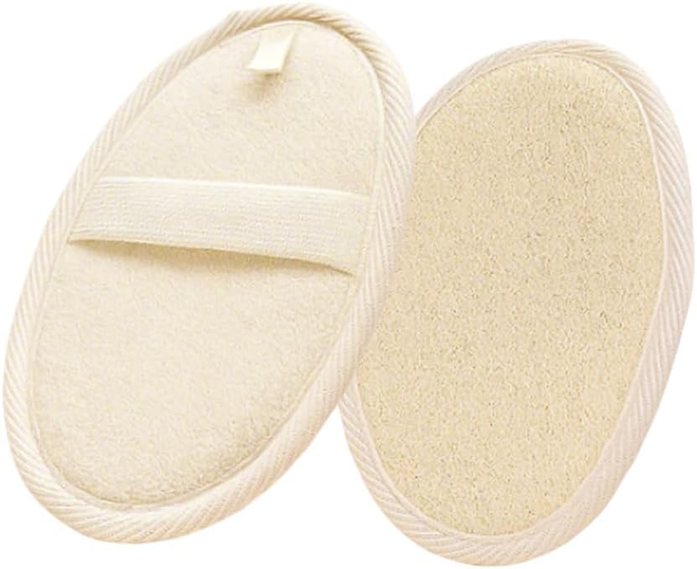 Natural Loofah Pad Back Scrubber- (Pack of 2) Body Exfoliating Scrubber Shower Luffa Sponges Deep Clean Exfoliating Glove for Smooth Skin Shower Loofah Sponge Plant Pads for Women Men（9.5&times;15Cm ） image number 2