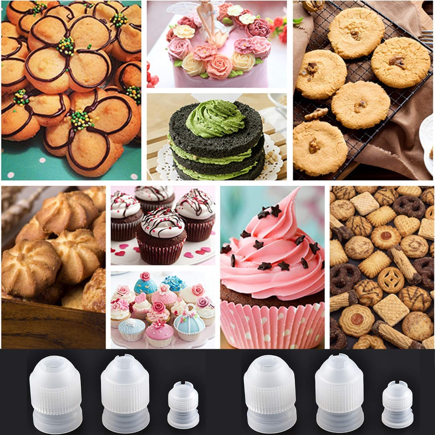 White Pastry Bag Coupler, 12 Pcs Three Different Sizes Plastic Standar Cake Decorating Pipe Tip Coupler for Piping Bags Icing Nozzles image number 4