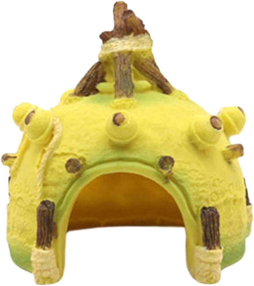 Yellow Aquariums Shelter Fish Tanks Hideouts Resins Decoration for Bettas Fishes Natural Resting Cave Natural Fish Habitats Simulation image number 4
