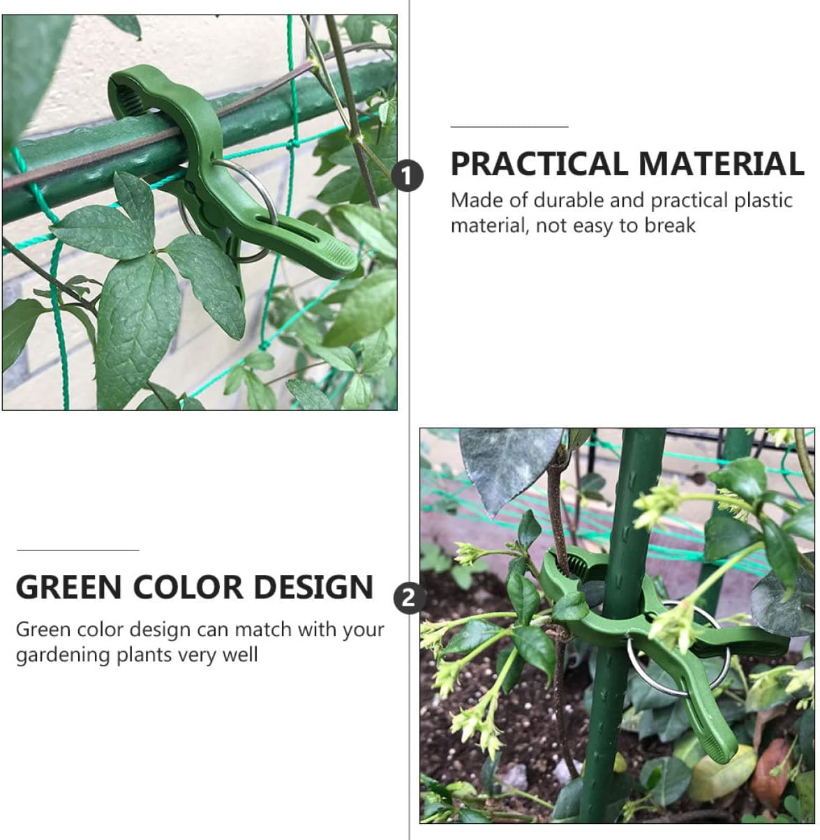 GAROZATION 20Pcs Green Plant Fixing Clips Gardening Art Clips for Securely Supporting Garden Plants Easy Installation High Flexibility Anti-Aging Design for Vines and Flowers image number 3
