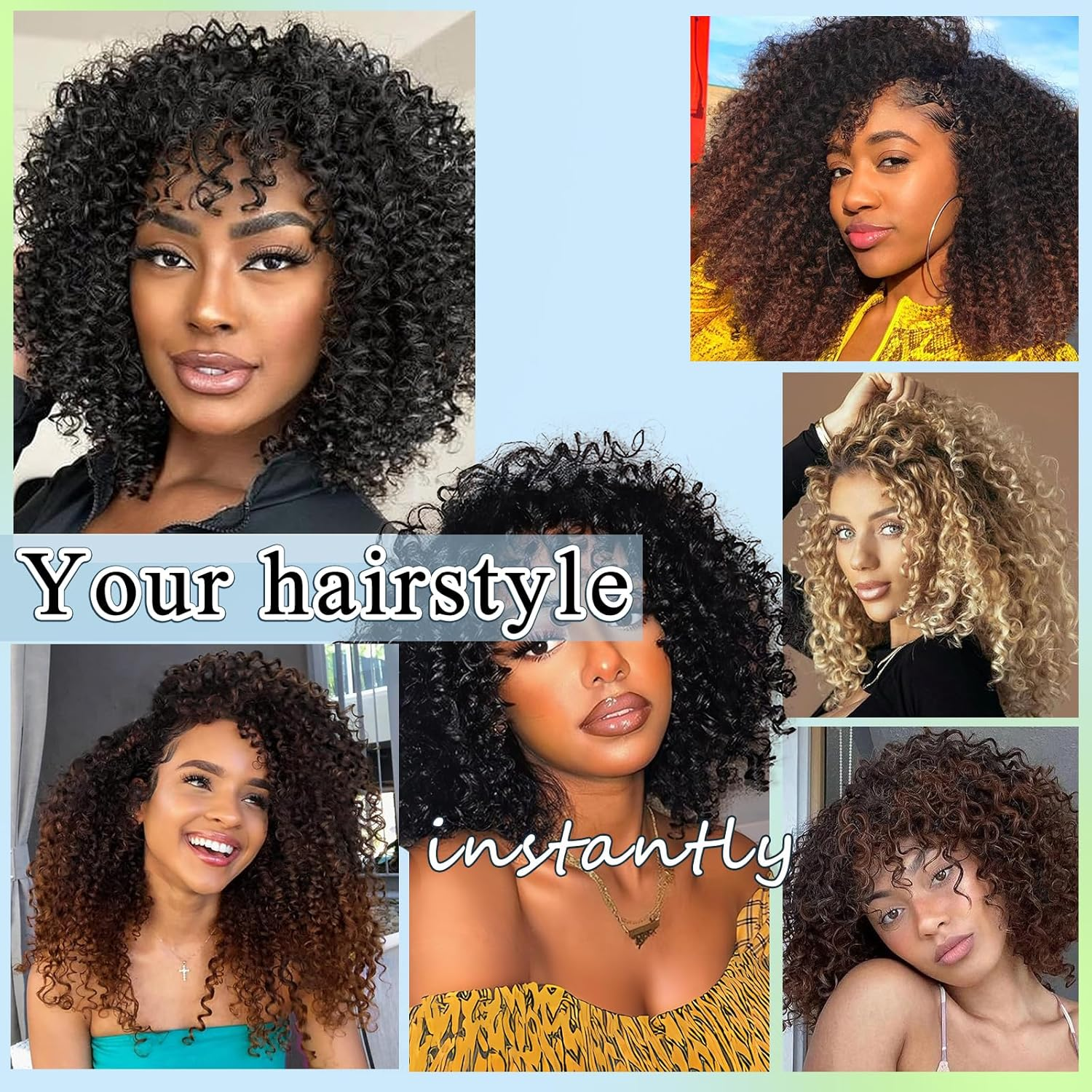 FLWAI Pre Looped Micro Kinky Curly Crochet Hair 8 Packs 8 Inch Yanky Twist Crochet Hair Kinky Twist Synthetic Wavy Curly Crochet Hair Extensions for Black Women (1B, 8Packs 8Inch) image number 5
