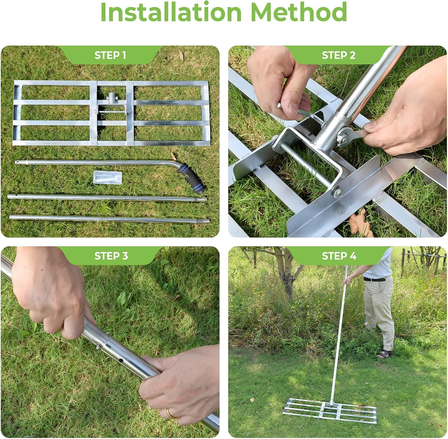 Stansom Lawn Leveling Rake 72X25CM Stainless Steel Lawn Leveler with Adjustable Handle, Heavy Duty Lawn Leveling Tool for Garden Yard image number 1