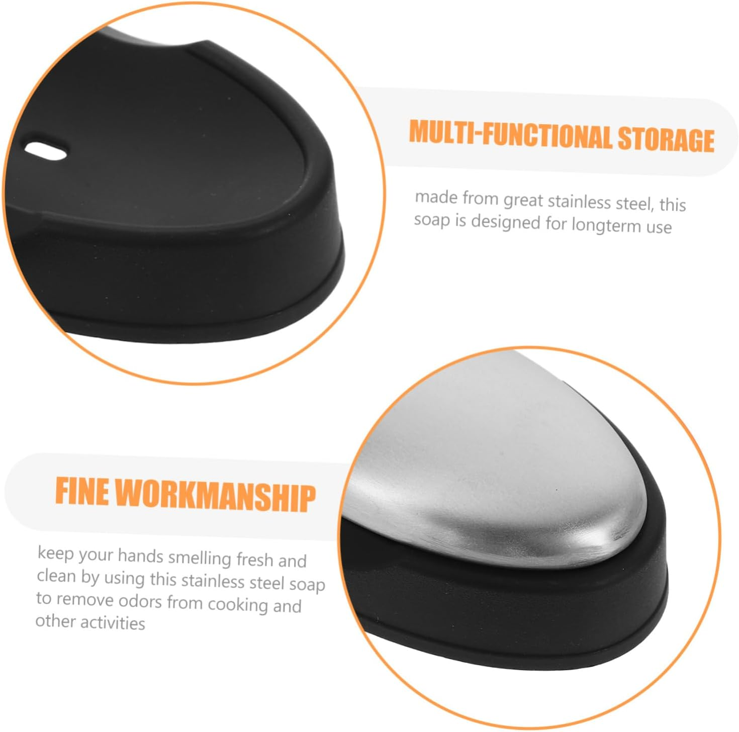 Metal Odor Absorber Soap Stainless Steel Soap Bar for Kitchen Odor Removal Reusable after Handling Garlic with Base image number 3