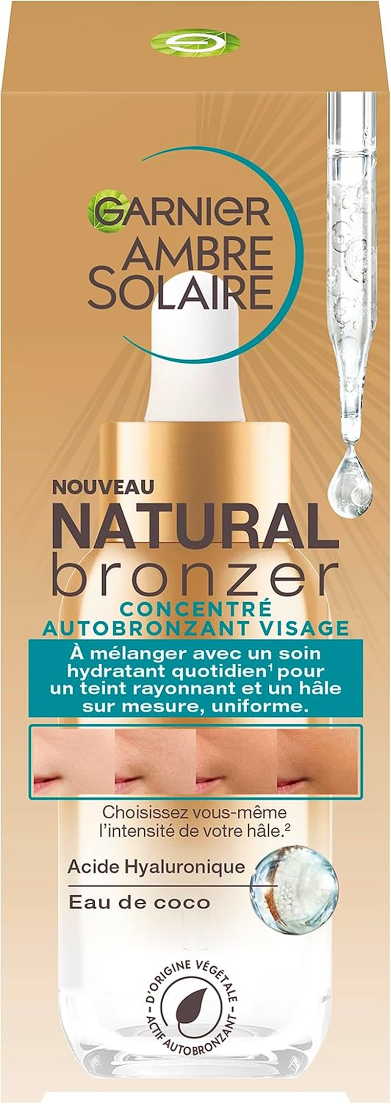 Garnier Self-Tanning Concentrate, Serum for a Naturally Tanned Complexion, for an Even and Long-Lasting Tan, Ambre Solaire Natural Bronzer, 1 X 30 Ml