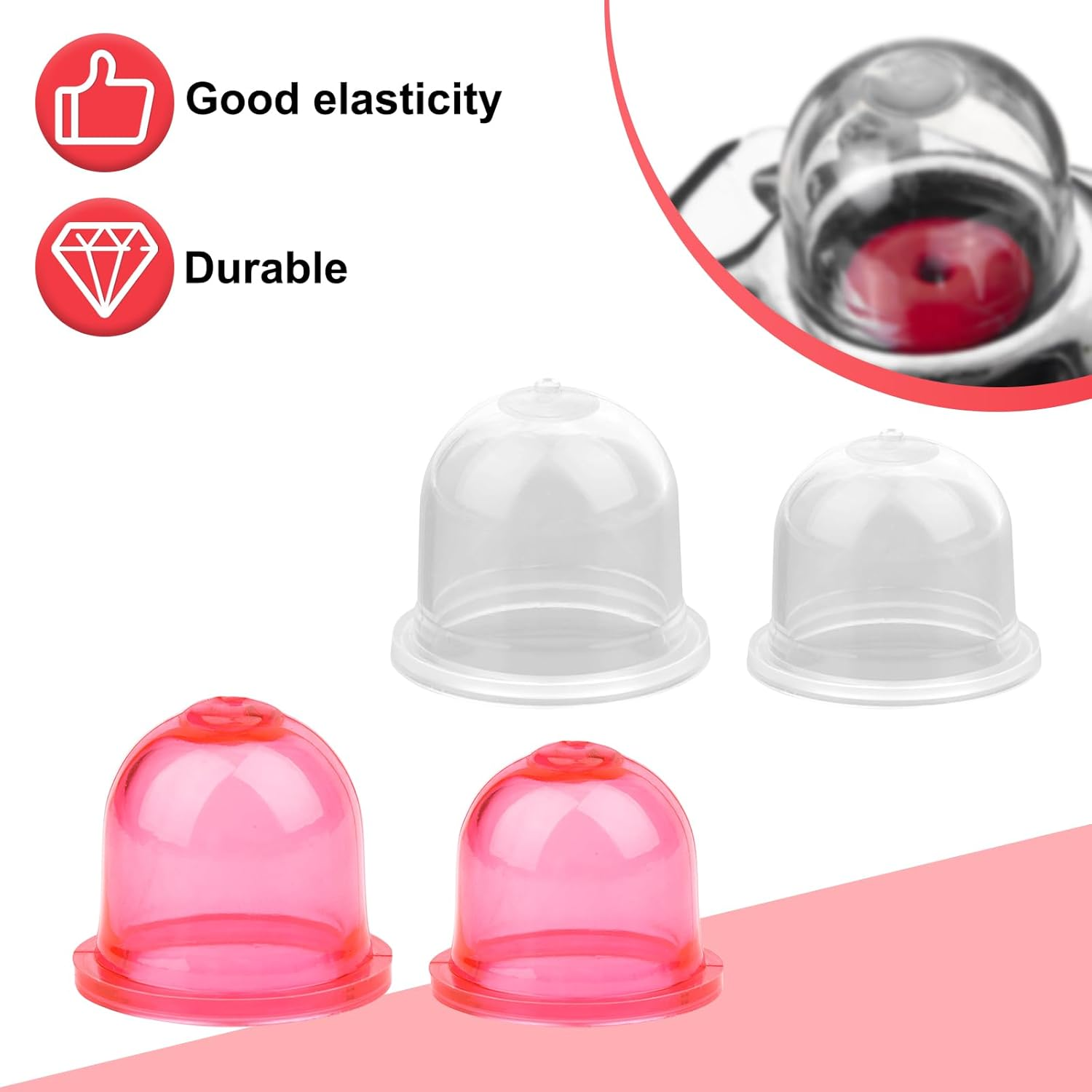 NQEUEPN 12Pcs Primer Bulb Replacements, Prime Bulb Carburetor Primer Bulb for Trimmer Hedge Cutter Gas Blower Brush Compatible with Homelite Craftsman Roybi(Red & Transparent) image number 2