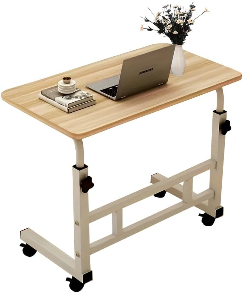 TOMVAES Laptop Table, Small Stand Desk Desktop Computer Standing Study Desks Bed Side Tables Home Office Travel Studio Furniture Standing Laptop Rolling Desk (Wood-Colored)