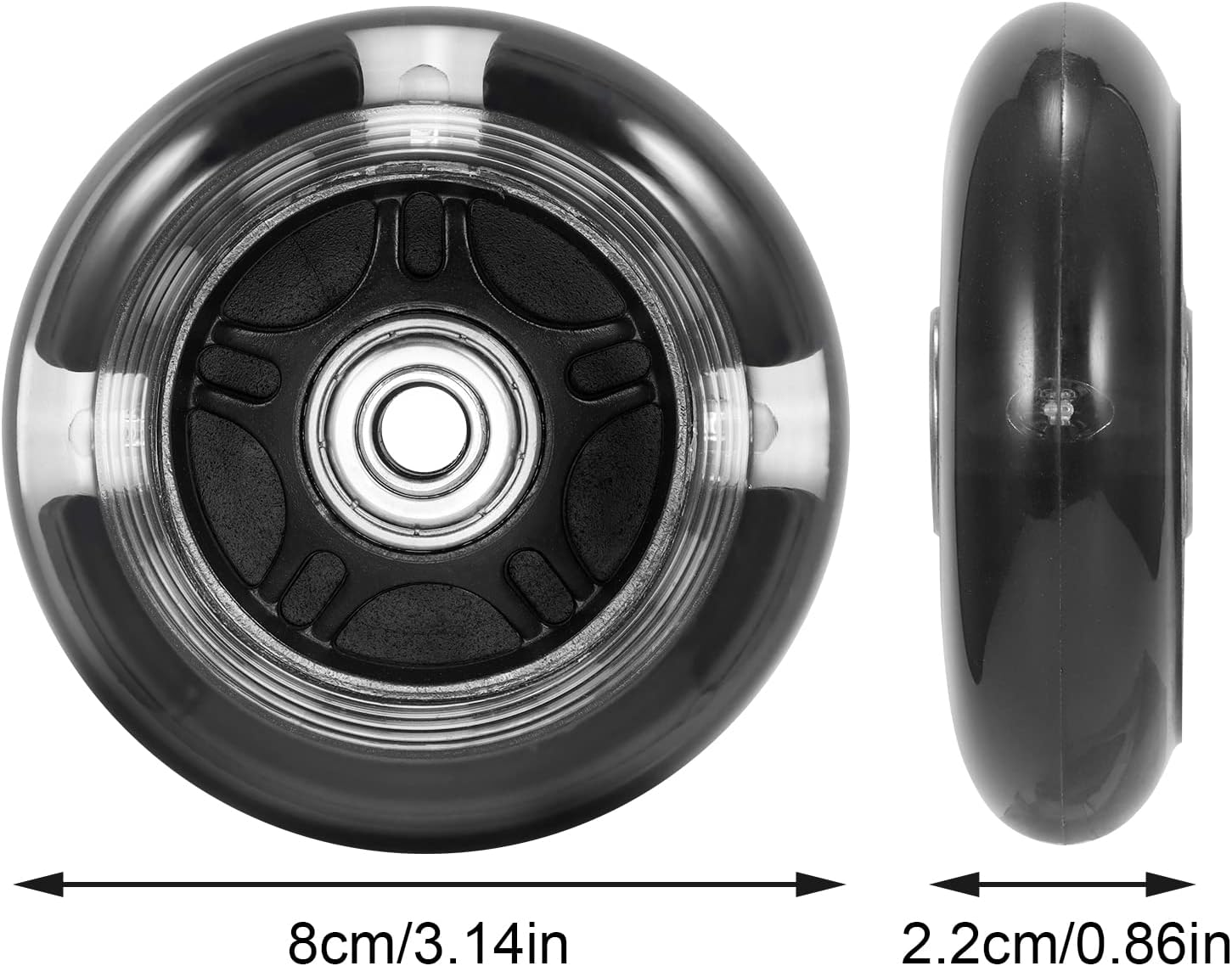 Scooter Replacement Wheels, LED Flash Wheel 80MM, Mini Maxi Micro Scooter Skate Wheels Flashing Roller Lights Back Rear ABEC-7 80MM for Kids & Teens Indoor Outdoor Skating (1Pc)