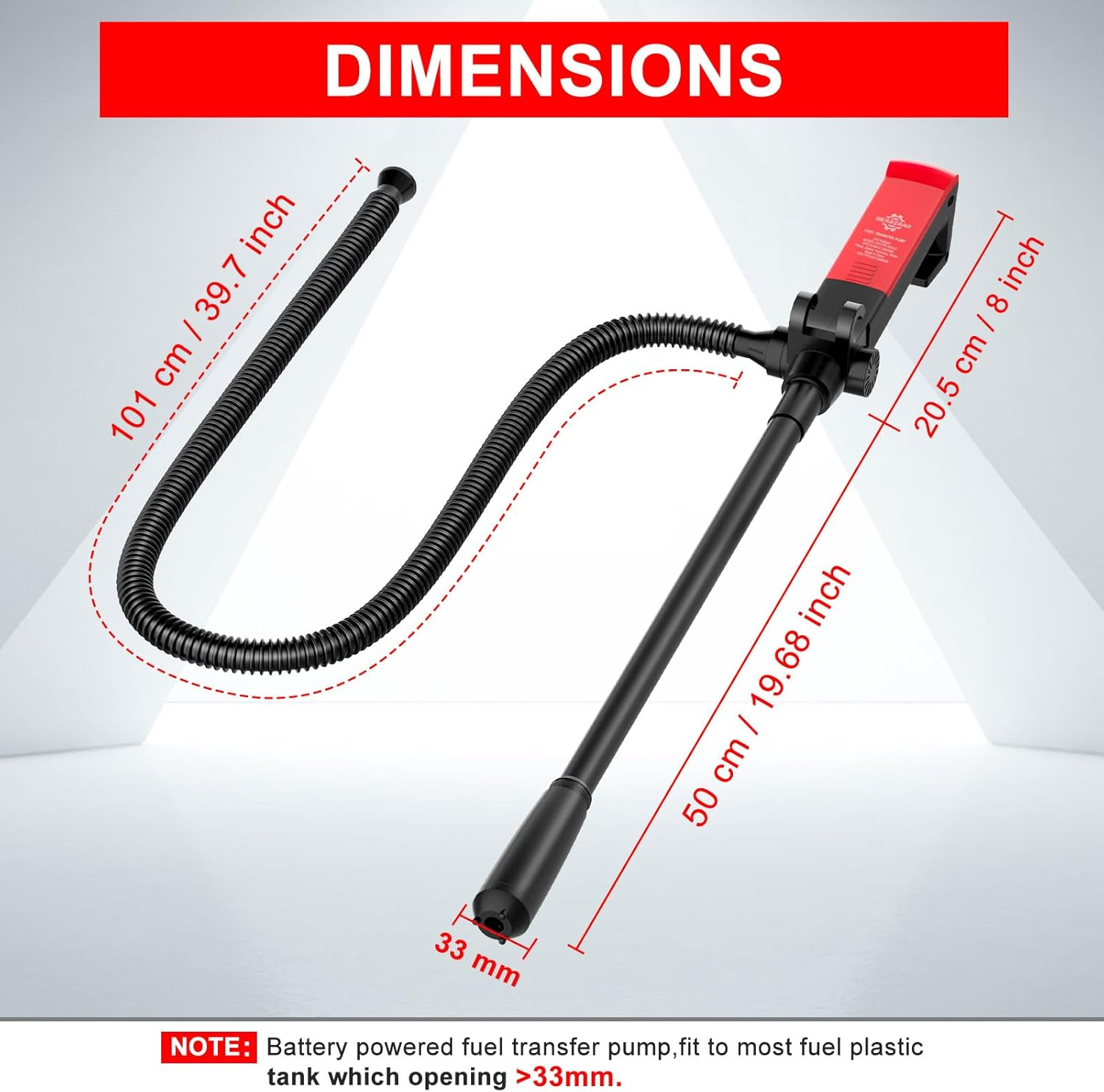 GEARTRONICS Portable Power Battery Fuel Pump,Battery Operated Electric Siphon Pump Liquid Transfer Pump up to 2.6 Gallons per Min for Gasoline Diesel Fuel without Battery image number 2