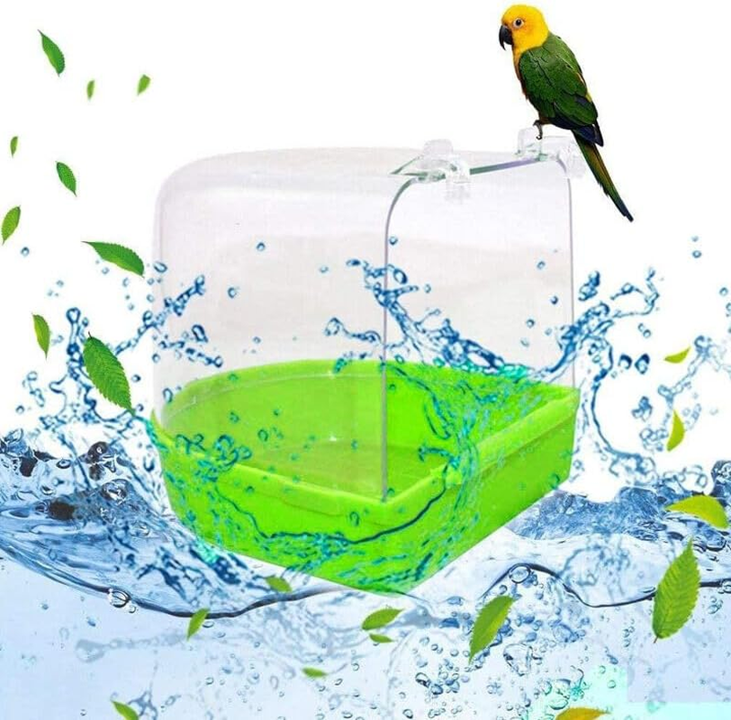 Bird Water Bath Tub for Pet Cage Hanging Bowl Parrot Birdbath Pet Cleaning, Durable PVC, Easy Installation