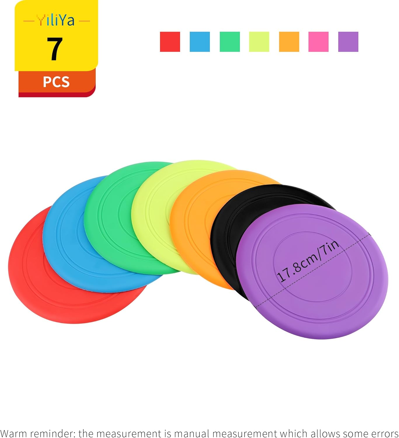 Yiliya Pack of 7 Dog Frisbees, 18 Cm Dog Disc, Dog Toy Frisbee, Rubber Frisbee, Dog Frisbee, Dog Training Dog Toy Set for Dog Training, Throwing, Catch and Play (7 Colours) image number 6