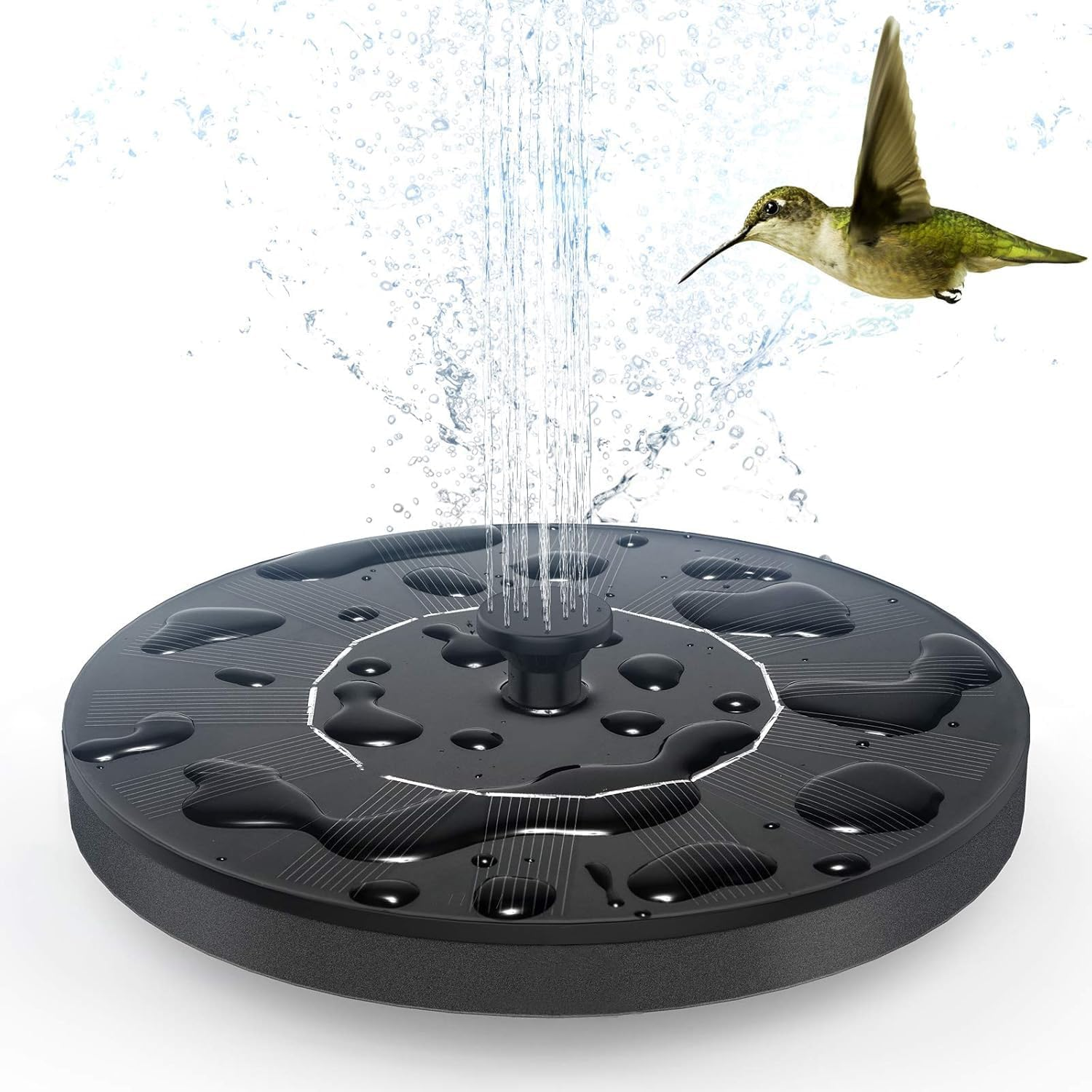 Jiaozoum Solar Water Fountains (18Cm),Solar Powered Bird Bath Fountain with 5 Nozzles - Free Standing Floating Solar Fountains for Bird Bath, Garden, Pond, Pool (Black-2.5W) image number 3