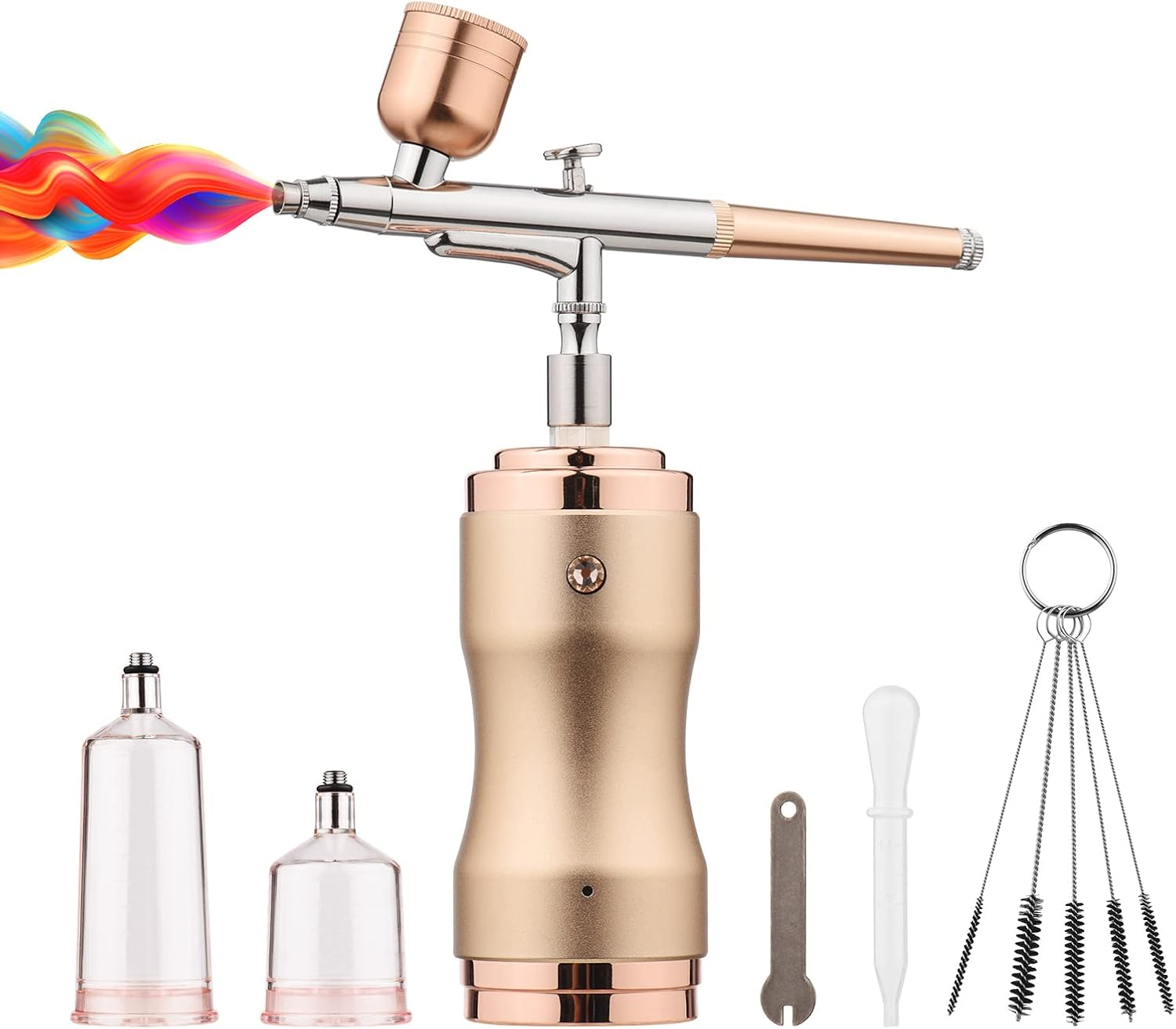 Eacam Portable Airbrush Kit with Compressor Handheld Cordless Air Brush Pen Dual-Action 3-Level Adjustable Pressure Built-In Battery for Painting Model Coloring Nail Art Makeup Cake Decorating