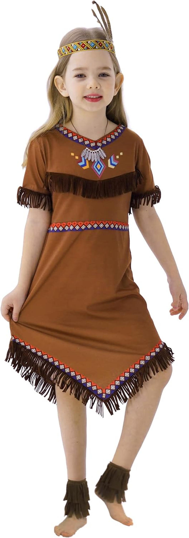 Native American Costume Girls Dress Indigenous American Indians Kids Cosplay 2-12 Years image number 2