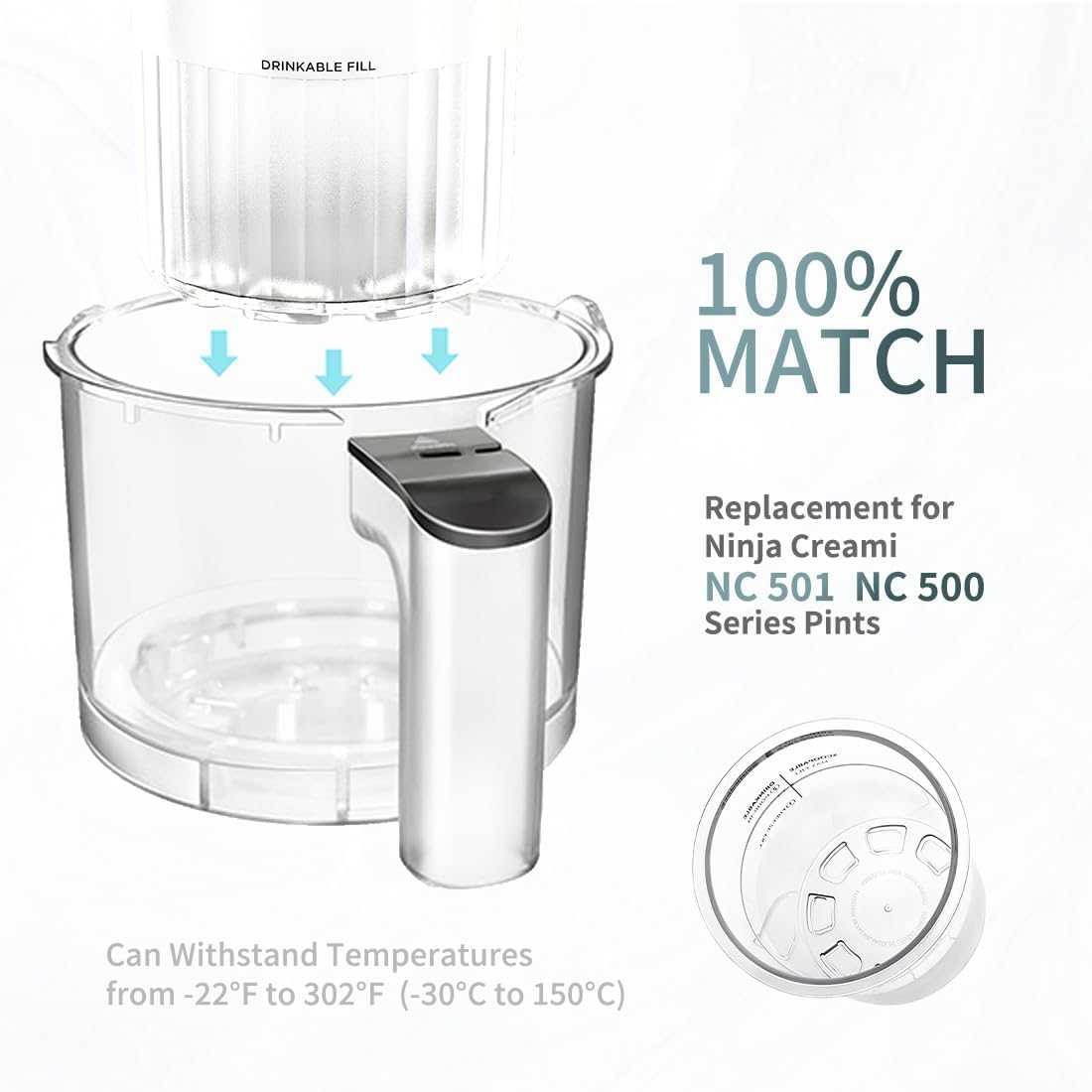 3Tyto 4 Pack 24 Oz Creami Pints and Lids Compatible with Ninja NC501, NC500 Series
