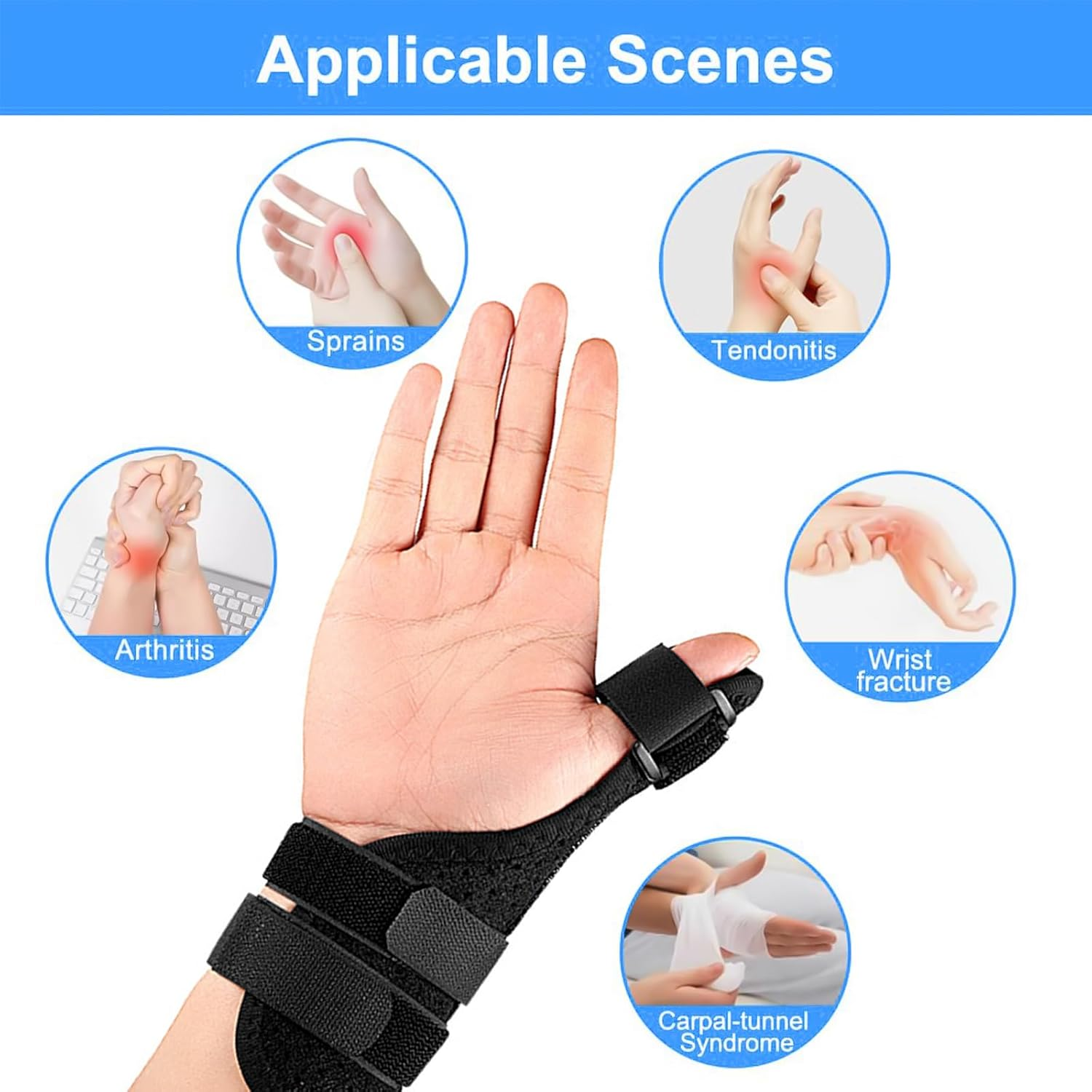 Thumb Brace, Wrist Splint Stabilizer for Arthritis, Carpal Tunnel Thumb Spica Support Strap to Assist in Thumb Rehabilitation,Tendonitis, Sprains, Wrist Brace Fits Both Hands Unisex image number 5