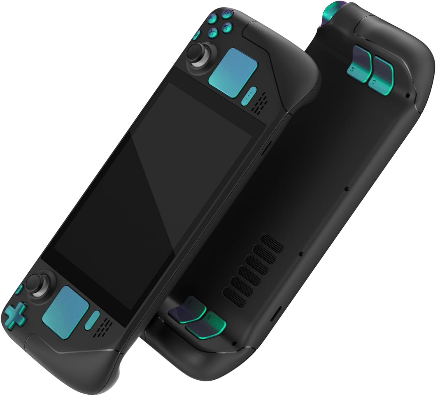 Extremerate Chameleon Purple Blue Replacement Full Set Buttons for Steam Deck, DIY Custom ABXY D-Pad Trackpad Bumpers Triggers Buttons Sets for Steam Deck LCD Handheld Console - Console NOT Included