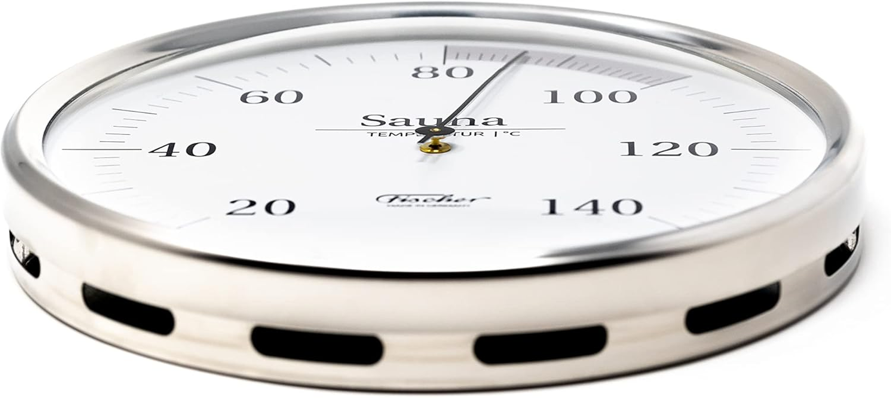 Fischer 197.01 Sauna Thermometer 130 Mm Sauna Bimetal Thermometer Stainless Steel Made in Germany