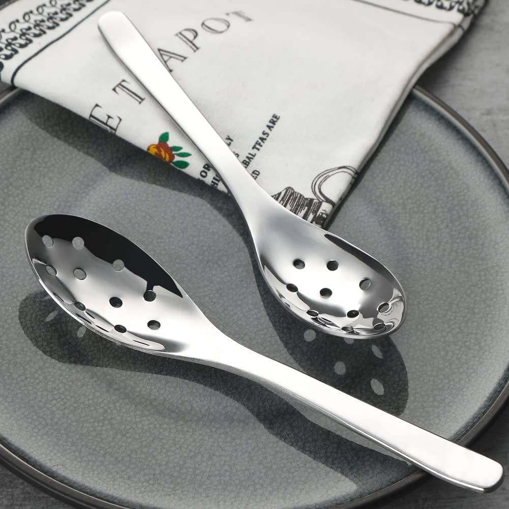 4 Pcs Slotted Spoons,Durable Stainless Steel Soup Spoons,Small Strainer for Home Restaurant Dinner image number 2