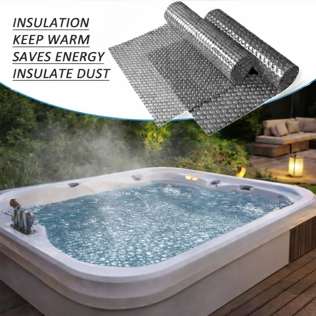 Hot Tub Bubble Blanket - 7 X 7 FT 16-Mil Square Pool Spa Solar Cover | Heavy Duty Floating Heat Retaining Thermal Blanket for Insulating Solar Heating （Gray image number 4