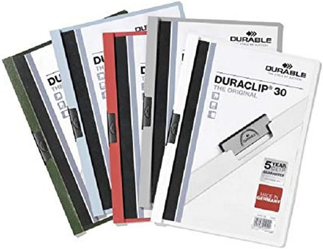 Durable DURACLIP 30 A4 Clip Folder - Holds up to 30 Sheets of A4 Paper - Strong Metal Sprung Clip - Pack of 25 Black Colour Folders for Organising Documents - Anthracite/Grey image number 7