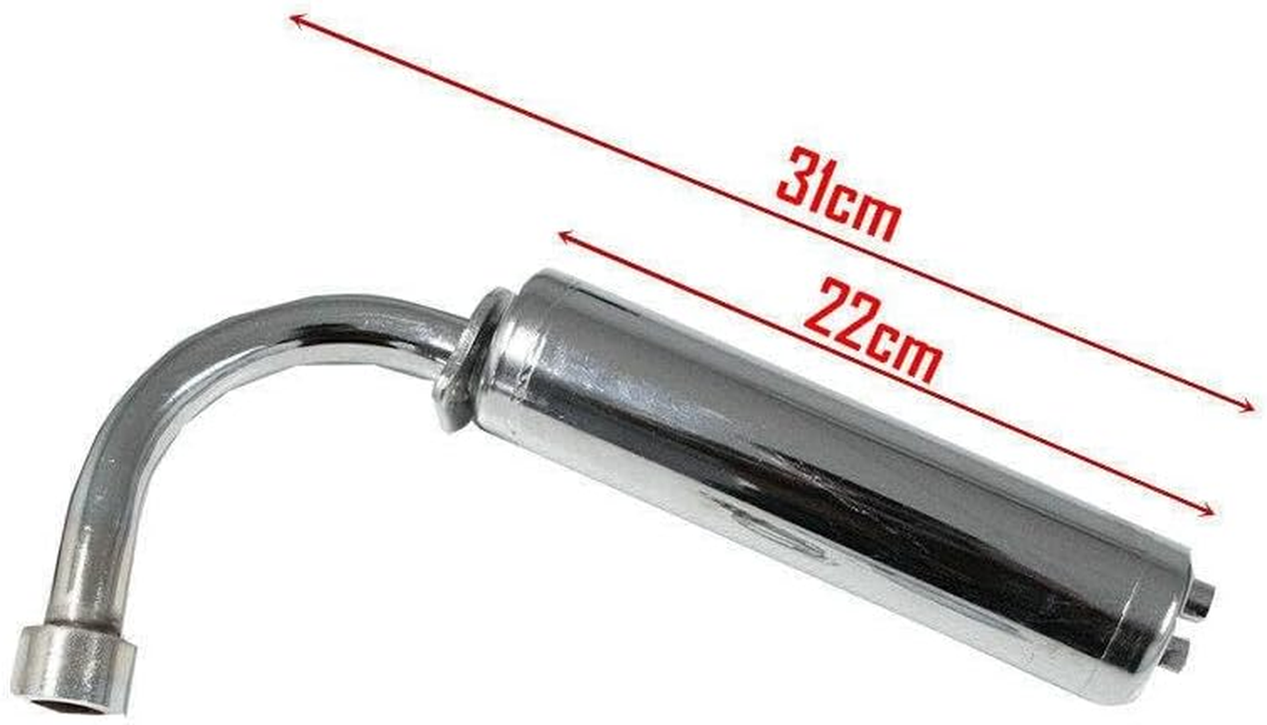 TDR Exhaust Muffler Pipe for 2 Stroke 100CC Engine Kit Motorized Push Bike Bicycle Silver Exhaust Pipe image number 2