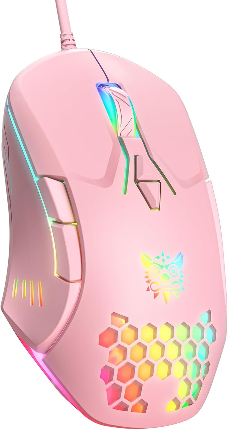 Gaming Mouse, Wired PC Entry Level Mouse with RGB Backlit and Adjustable DPI, Ergonomic Office Laptop Mouse, Computer Gamer Mouse with 7 Responsive Buttons for Windows/Mac/Linux/Chrome