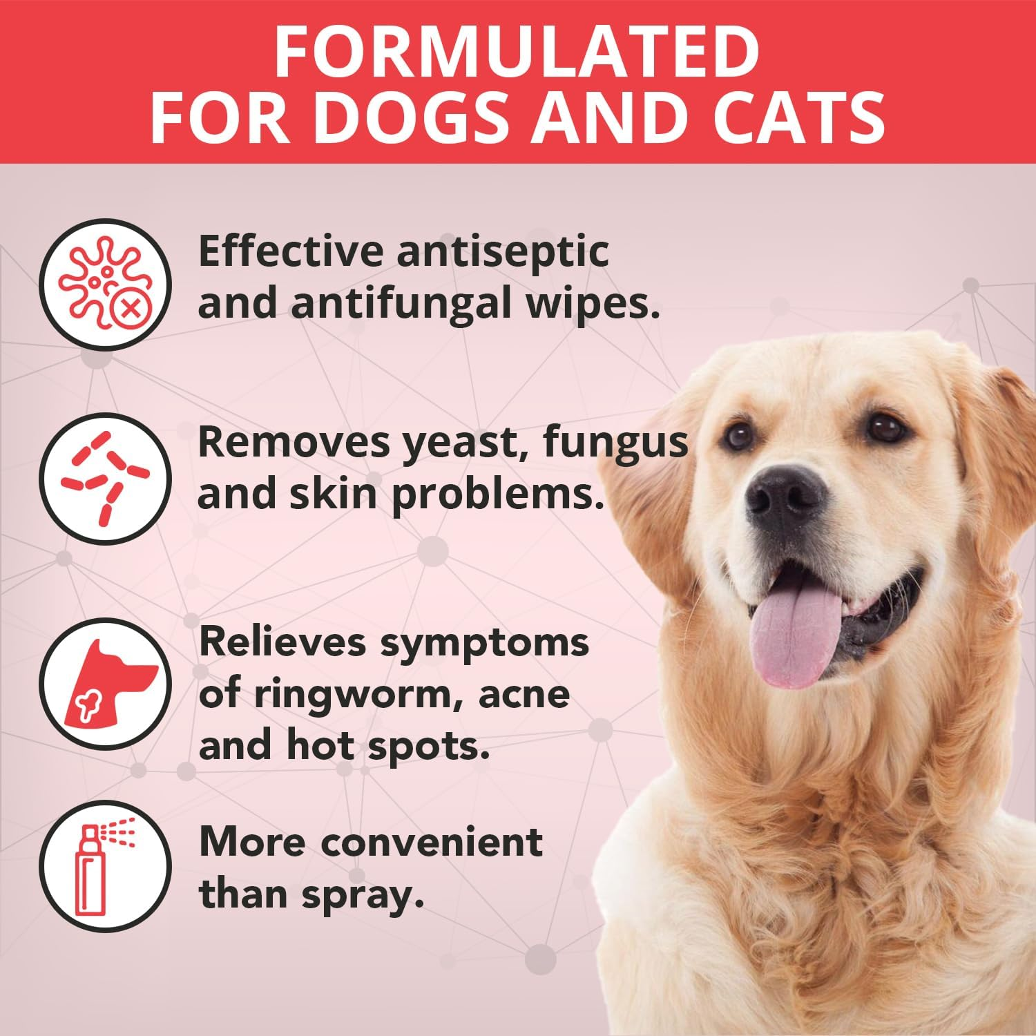 NOVEHA XL Cleansing Wipes with Aloe for Cats and Dogs - Formulated Pet Wipes for Facial, Finger Folds, and Underarms - Extra Large Size (5.5" X 7") - 120 Count