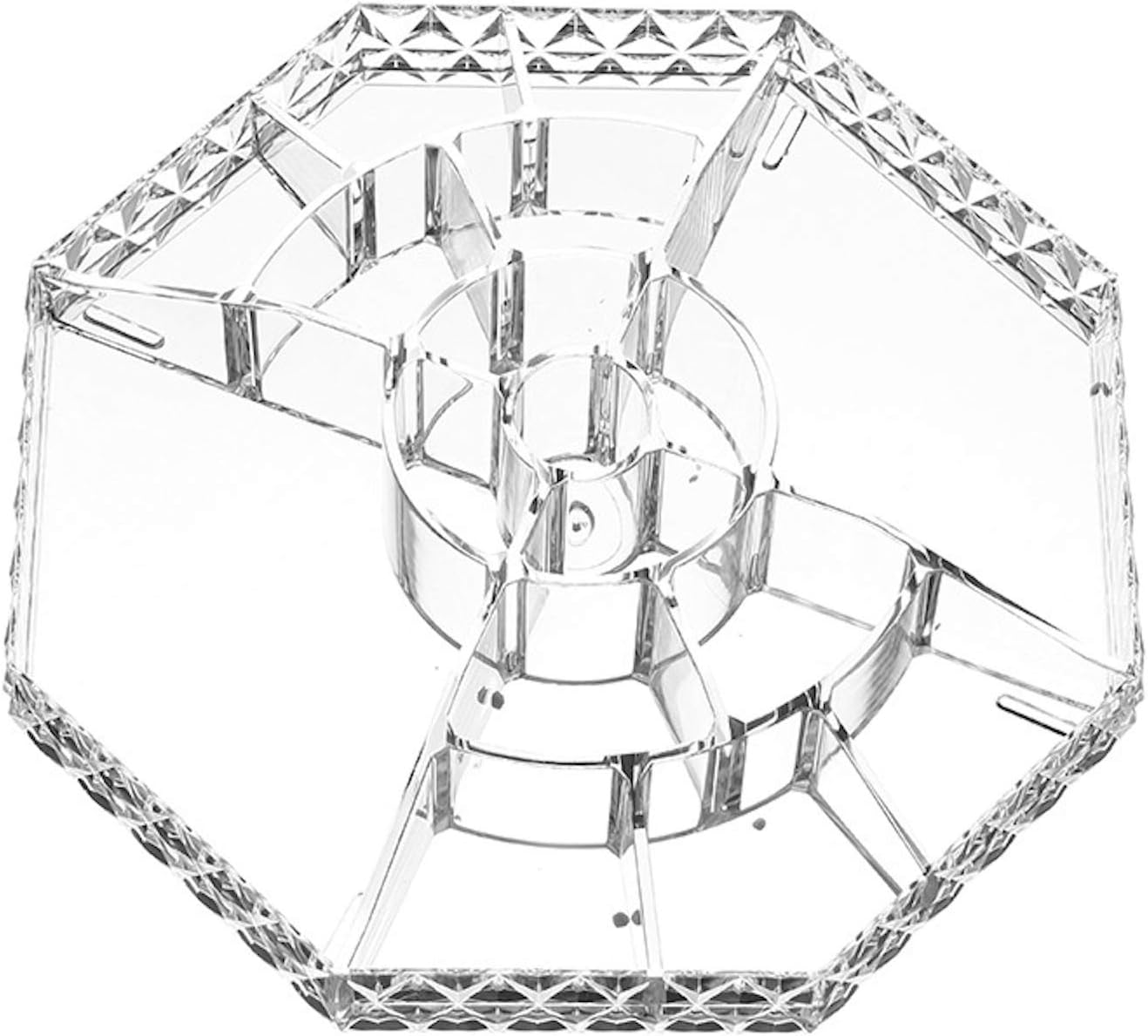 Elonglin Makeup Organiser, Rotating 360 Degree Crystal Adjustable Jewelry Cosmetic Perfumes Display Stand Box, Fits Lipsticks,Makeup Brushes, Perfume and More- Crystal Clear image number 2