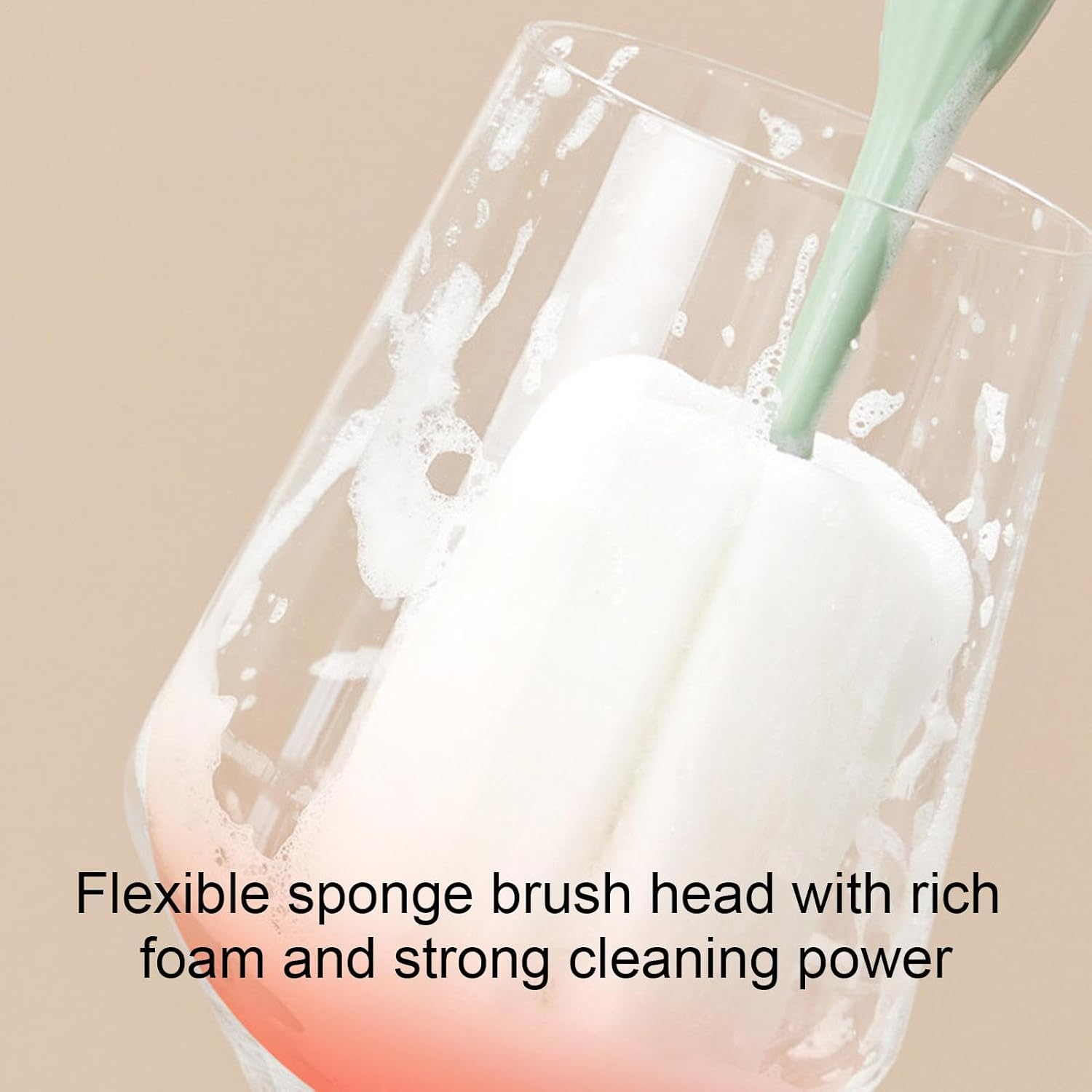 Sponge Bottle Brush - Extended Handle Water Bottle Cleaning Sponge | Cup Cleaning Brush, Multi-Function Flexible Bottle Cleaner Sponge for Dishwashing, Baby Bottles, Glasses image number 6