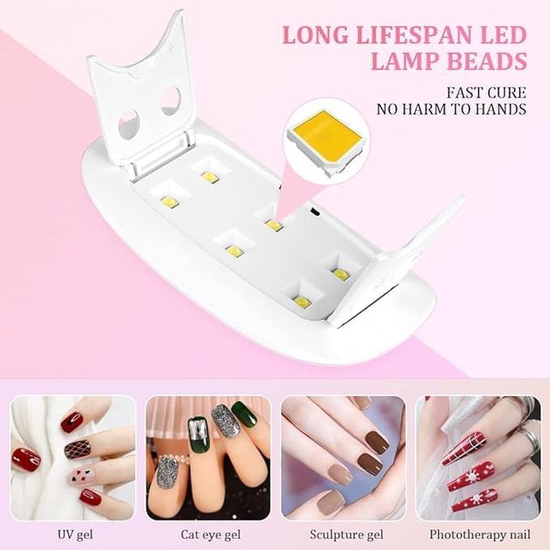 Mini UV LED Nail Lamp, Compact Portable Gel Nail Dryer Light for Curing Gel Polish & Semi-Cured Nail Wraps, Fast Drying Usb-Powered Manicure Tool for Travel & Home Use (White) image number 2