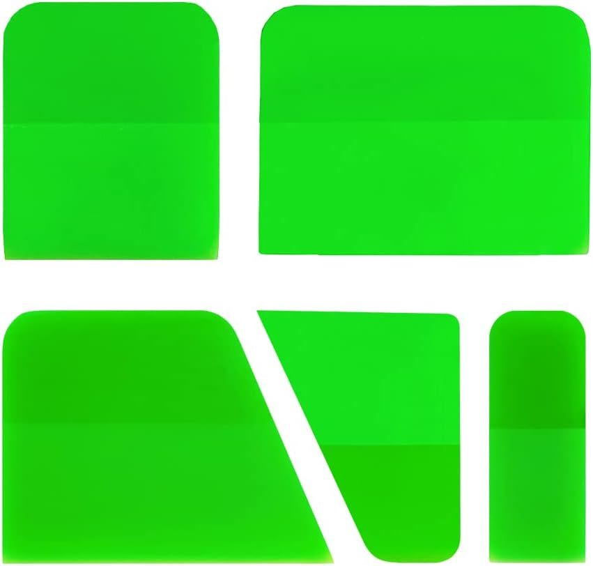 5 Pcs PPF anti Scratch Rubber Squeegee for Soft Car Tools Auto Silicone TPU Coating Scraper for Vinyl Wrap Protection Film Window Tint Paint Windshield Cleaning Kit (Green)