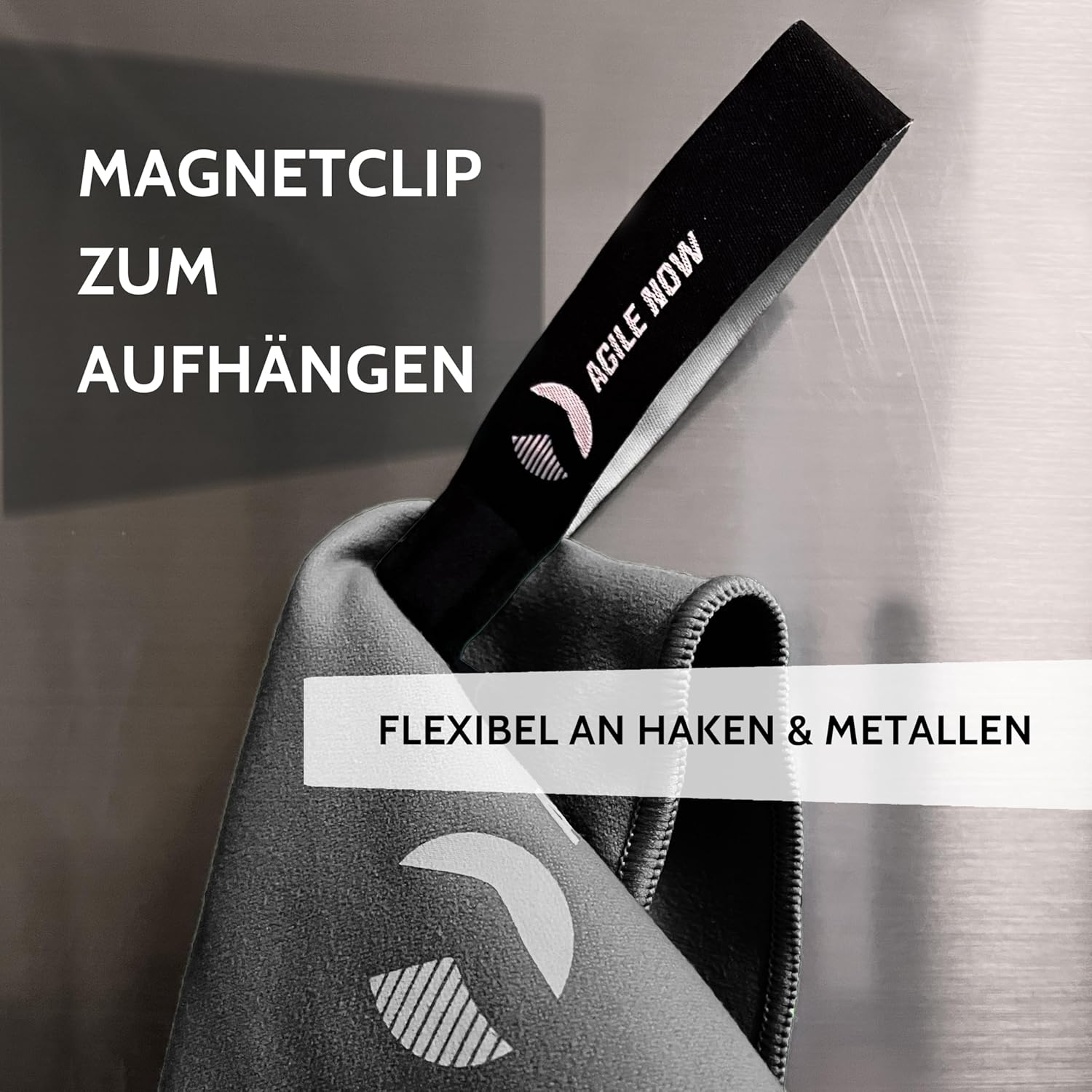 Agile Now Fitness Towel - Multifunctional Microfibre Gym Towel with Hood, Magnetic Clip and Zip Pockets, Sports Towel Gym, Gym Accessories, Grey image number 1