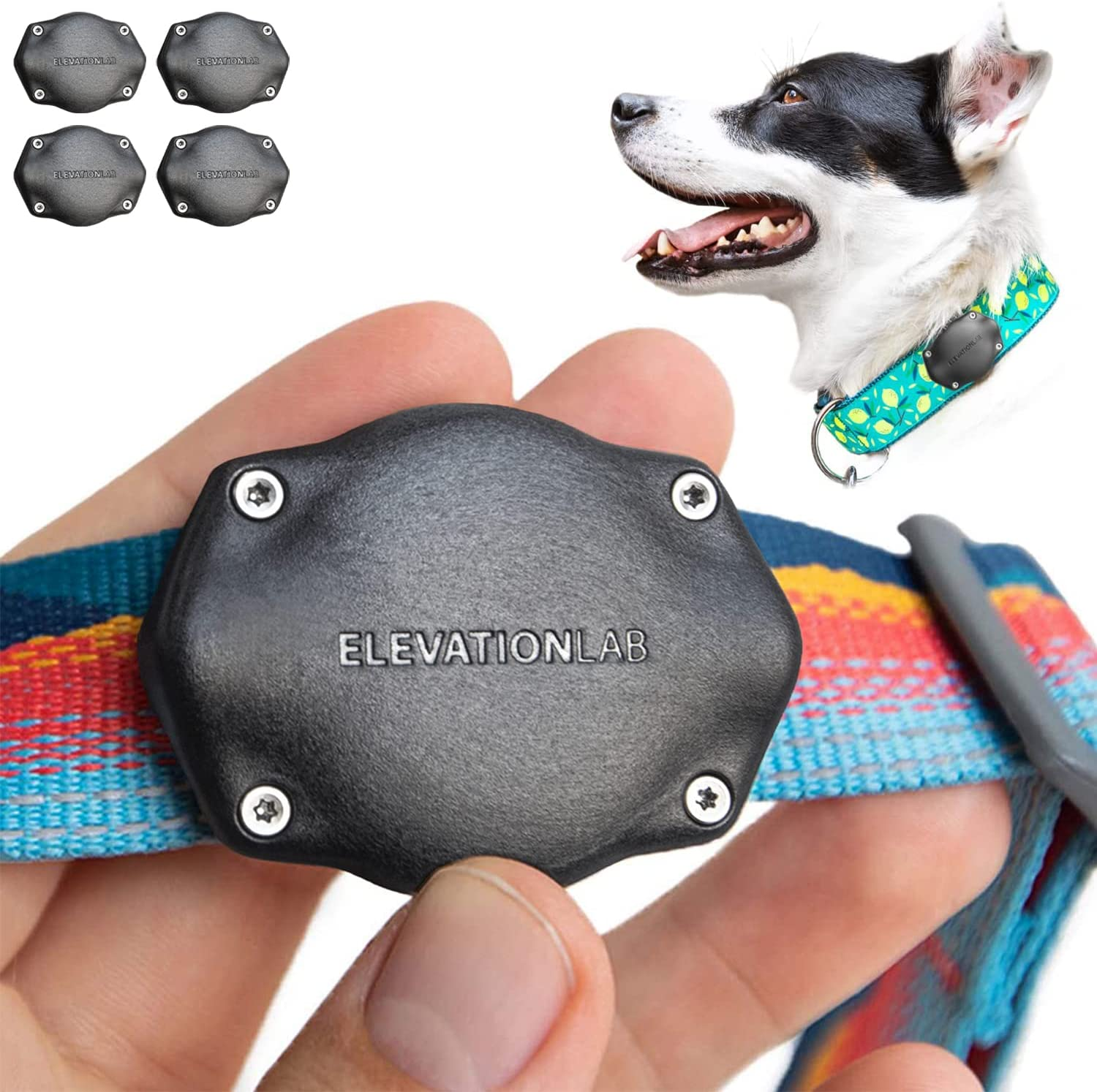 Elevation Lab Tagvault Pet (4 Pack) - the Original Airtag Dog Collar Waterproof Mount, Ultra-Durable, Fits All Width Collars |, Black image number 2
