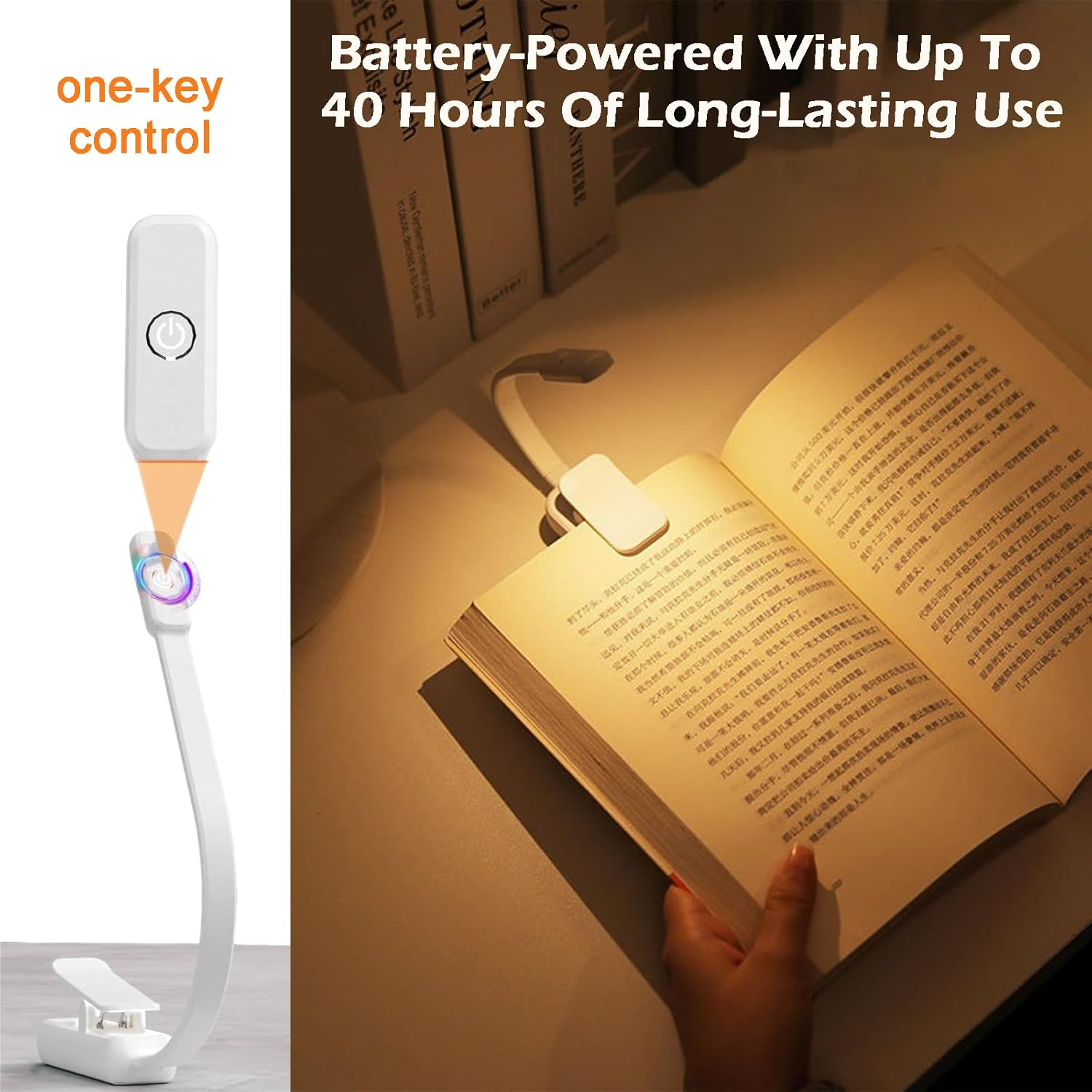 Zvorgath Clip-On Book Light - Battery Powered, Warm Eye Care Leds, Flexible, Durable, Dimmable, Perfect for Bookworms, Reading in Bed (Requires 2 AAA Batteries) image number 1