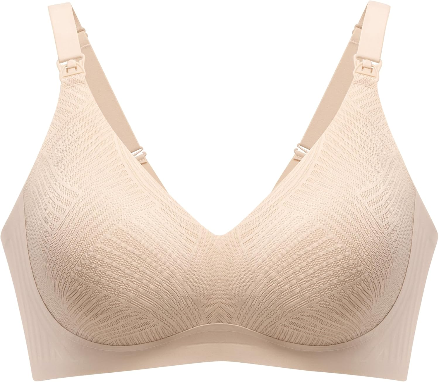 Angelhood Nursing Bras for Breastfeeding, Seamless Wireless Comfort Push up Lace Nursing Maternity Bralette for Pregnancy