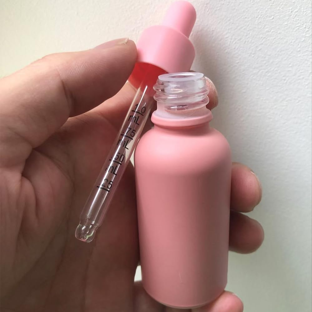 1Oz Pink Coated Glass Dropper Bottles (30ML) with Glass Eye Droppers - Pack of 6 image number 4