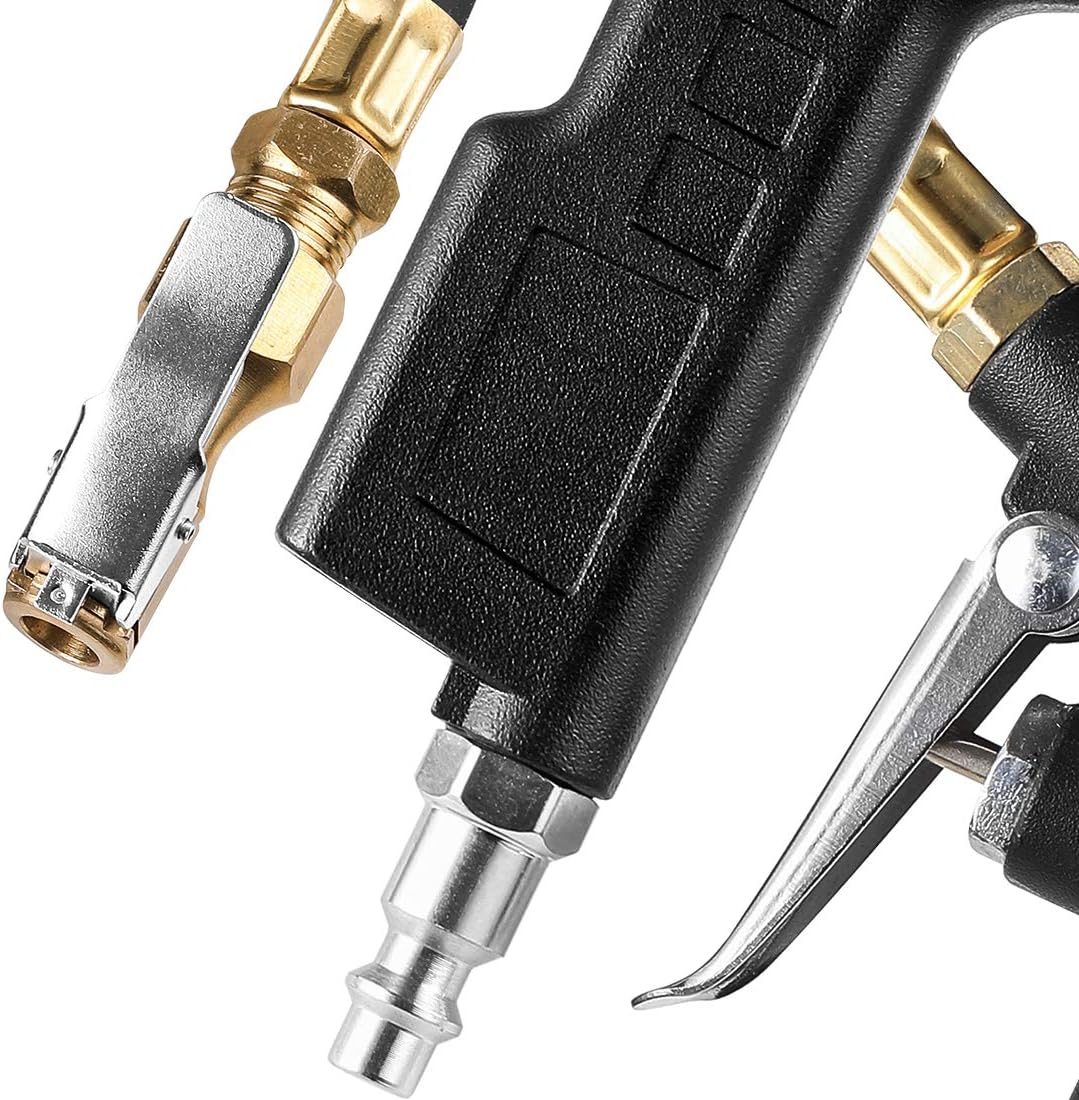 CZC AUTO Tire Inflator Deflator Air Pressure Gauge with Rubber Hose, 2-1/2" Dial Wheel Inflator Gage with Straight Brass Lock-On Chuck Compatible with Air Pump Compressor for RV Car Motorcycle Bike image number 2