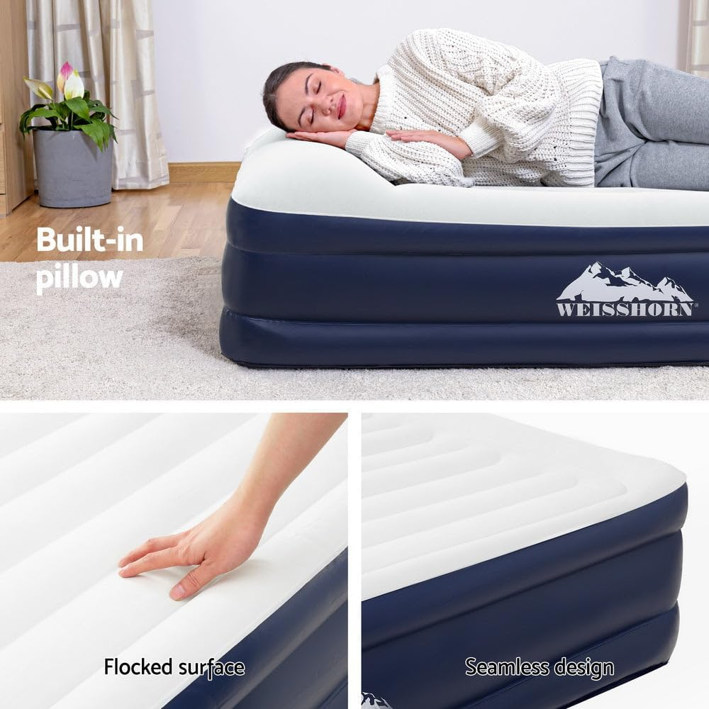 WEISSHORN Air Mattress Inflatable Bed Built-In Pillow Pump Double Air Bed 46Cm image number 3